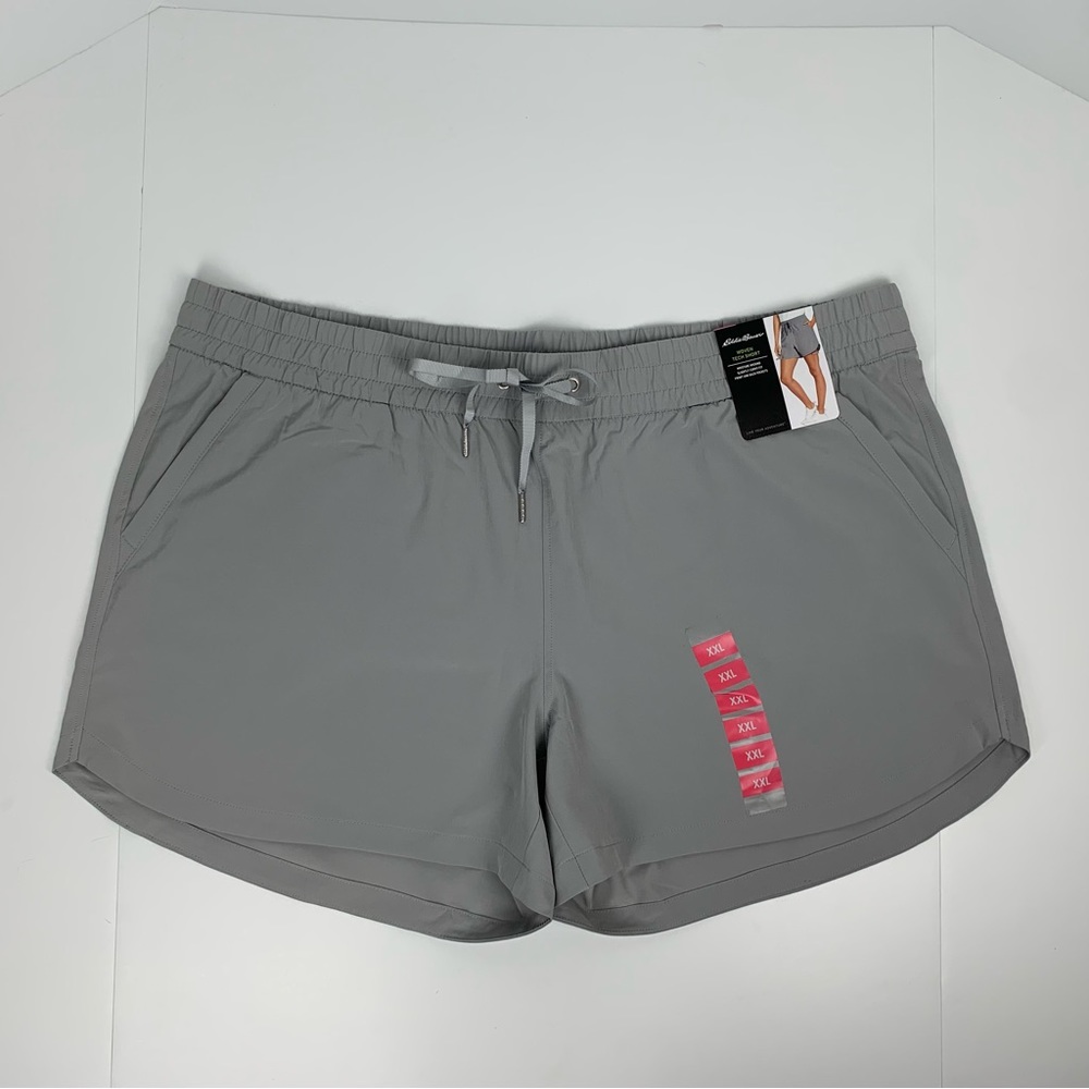 NWT Eddie Bauer Women's Grey Woven Tech Shorts Size XXL